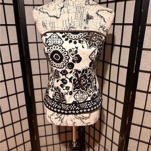 NWOT WHBM Strapless vest top bustier zip corset Floral tube y2k Camisole sz 6